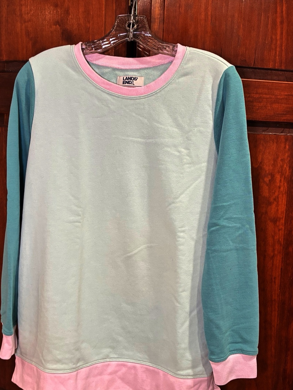 Lands' End NWOT pastel Colorblock Long-Sleeve Top - small